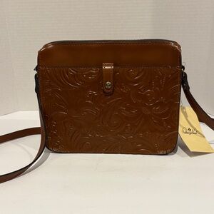 Patricia Nash Embossed Brown Leather tooled nerina Florence Crossbody Bag bnwt